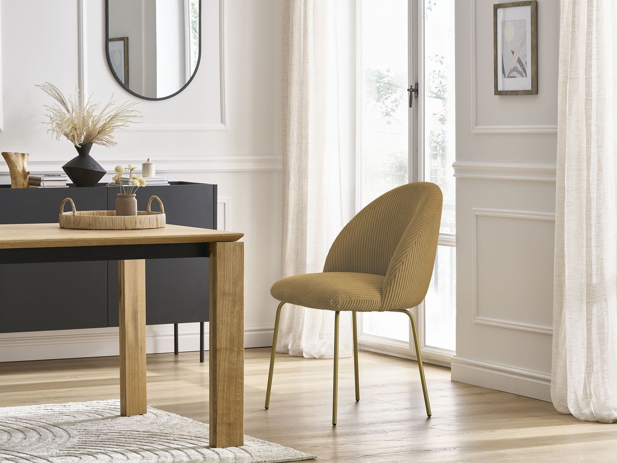 Chaise LALIE velours côtelé et pieds métal or jaune — vue 5