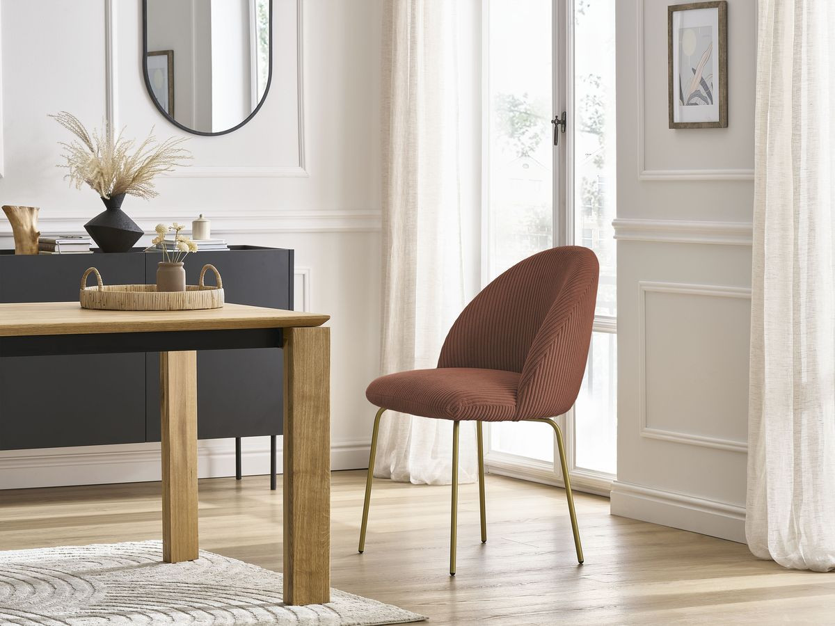 Chaise LALIE velours côtelé et pieds métal or orange — vue 5