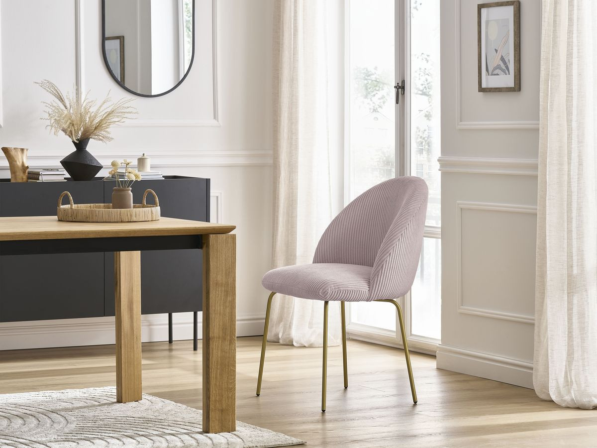 Chaise LALIE velours côtelé et pieds métal or rose — vue 5