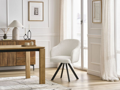 Chaise SOPHIE tissu bouclette et pieds étoile