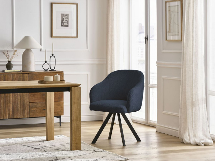 Chaise SOPHIE tissu bouclette et pieds étoile