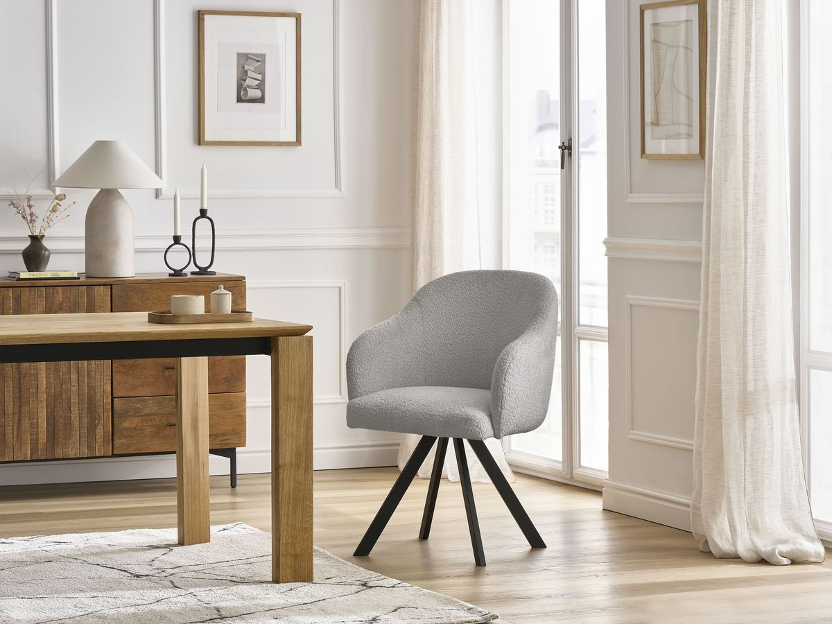 Chaise SOPHIE tissu bouclette et pieds étoile