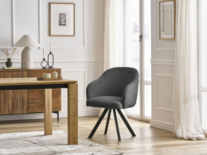 Chaise SOPHIE tissu bouclette et pieds étoile