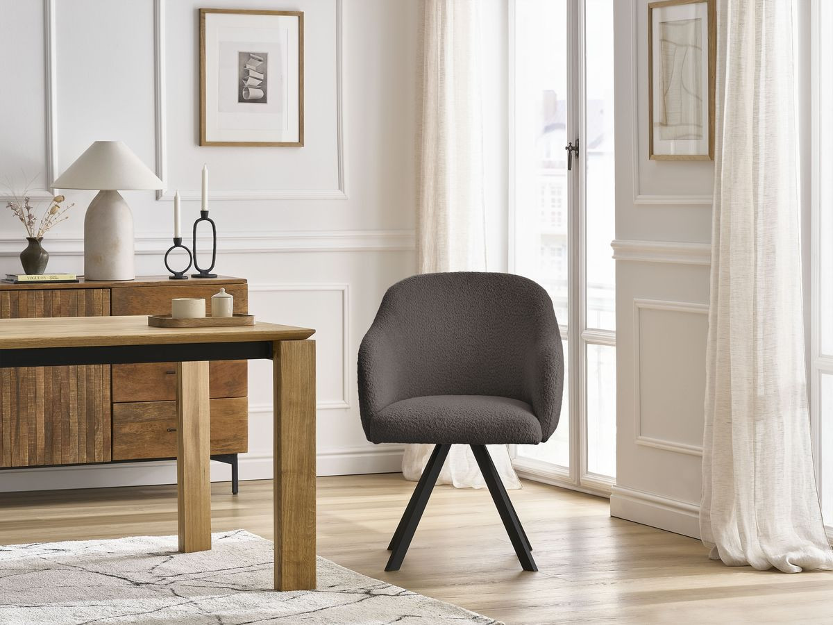 Chaise SOPHIE tissu bouclette et pieds étoile