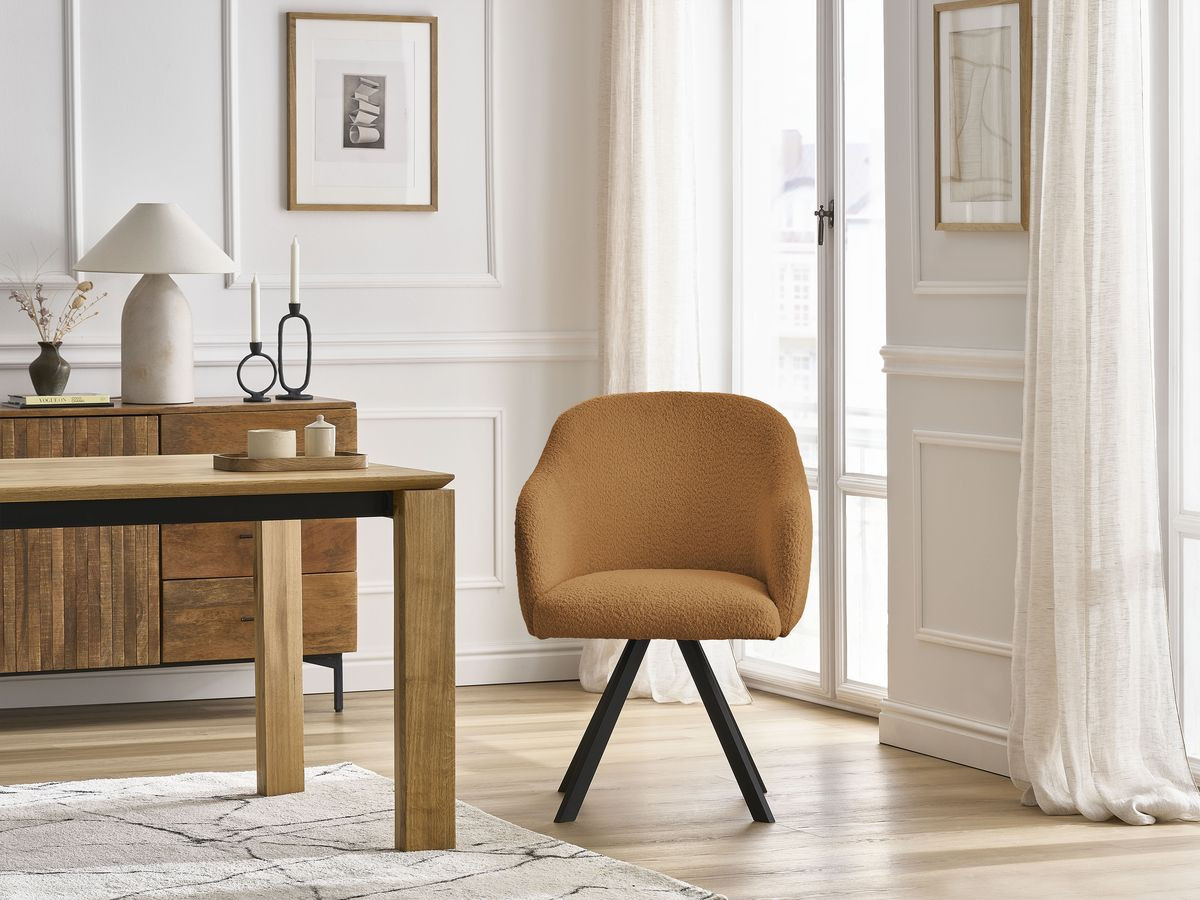 Chaise SOPHIE tissu bouclette et pieds étoile
