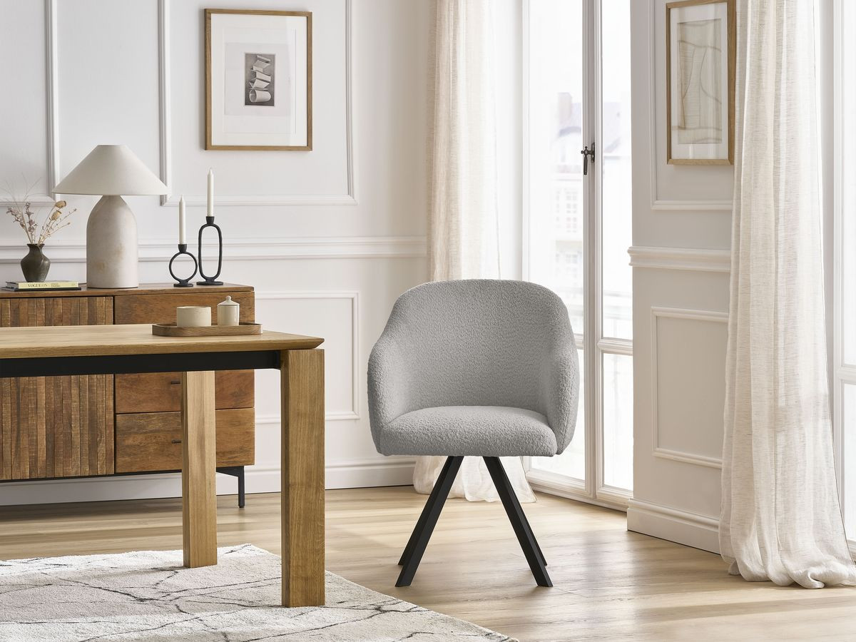 Chaise SOPHIE tissu bouclette et pieds étoile