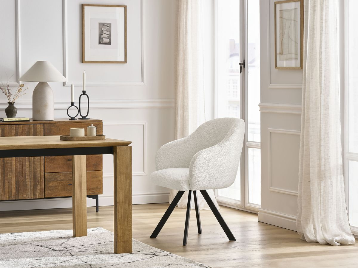 Chaise SOPHIE bouclette et pieds étoile blanc — vue 5