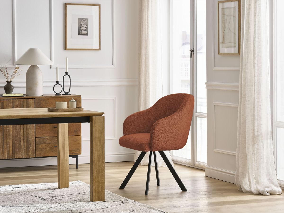 Chaise SOPHIE bouclette et pieds étoile orange — vue 5