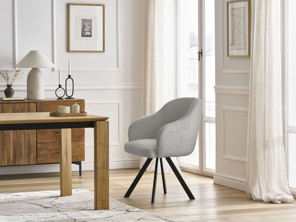 Chaise SOPHIE bouclette et pieds étoile gris clair — vue 5