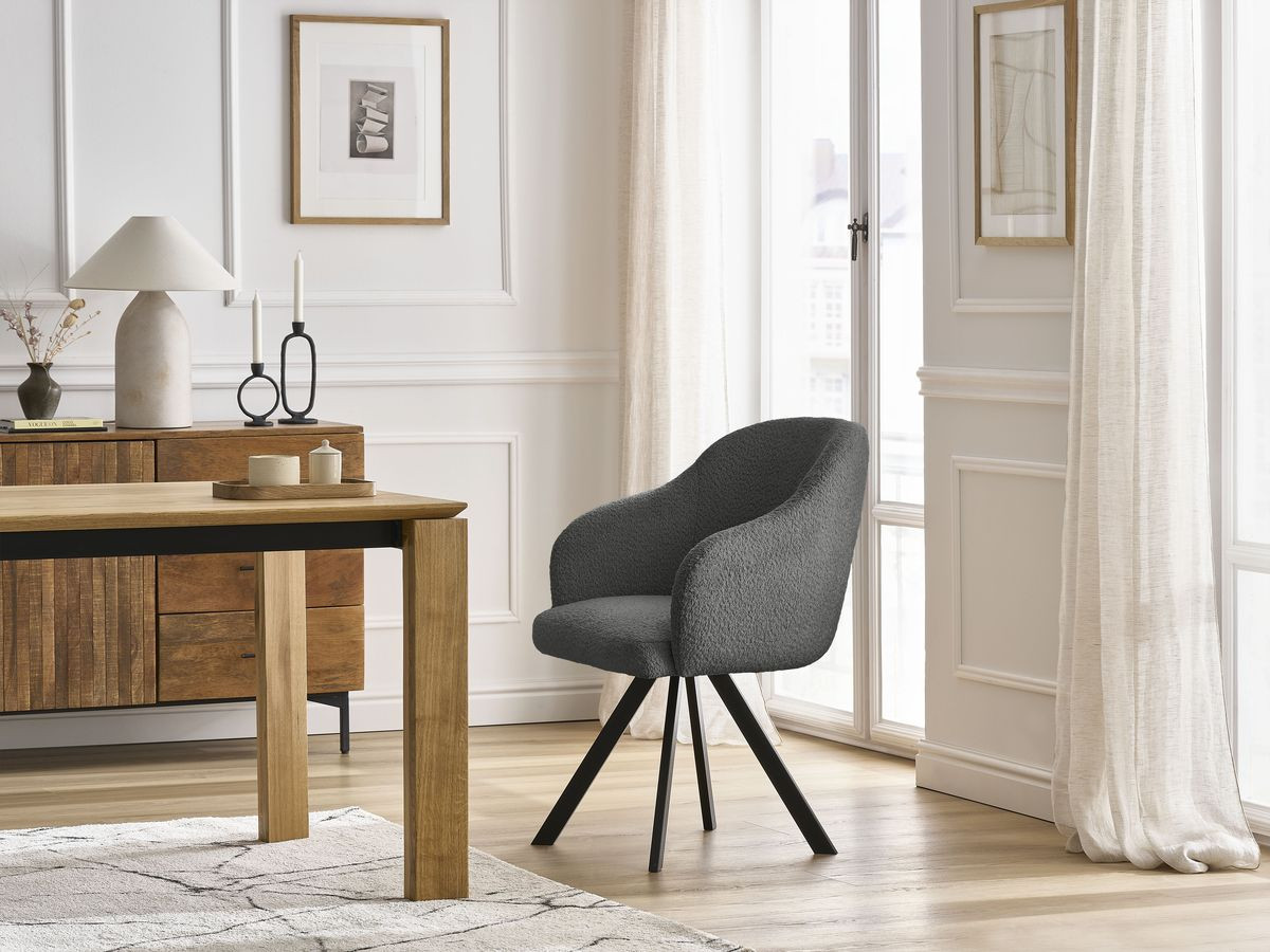 Chaise SOPHIE bouclette et pieds étoile gris foncé — vue 5