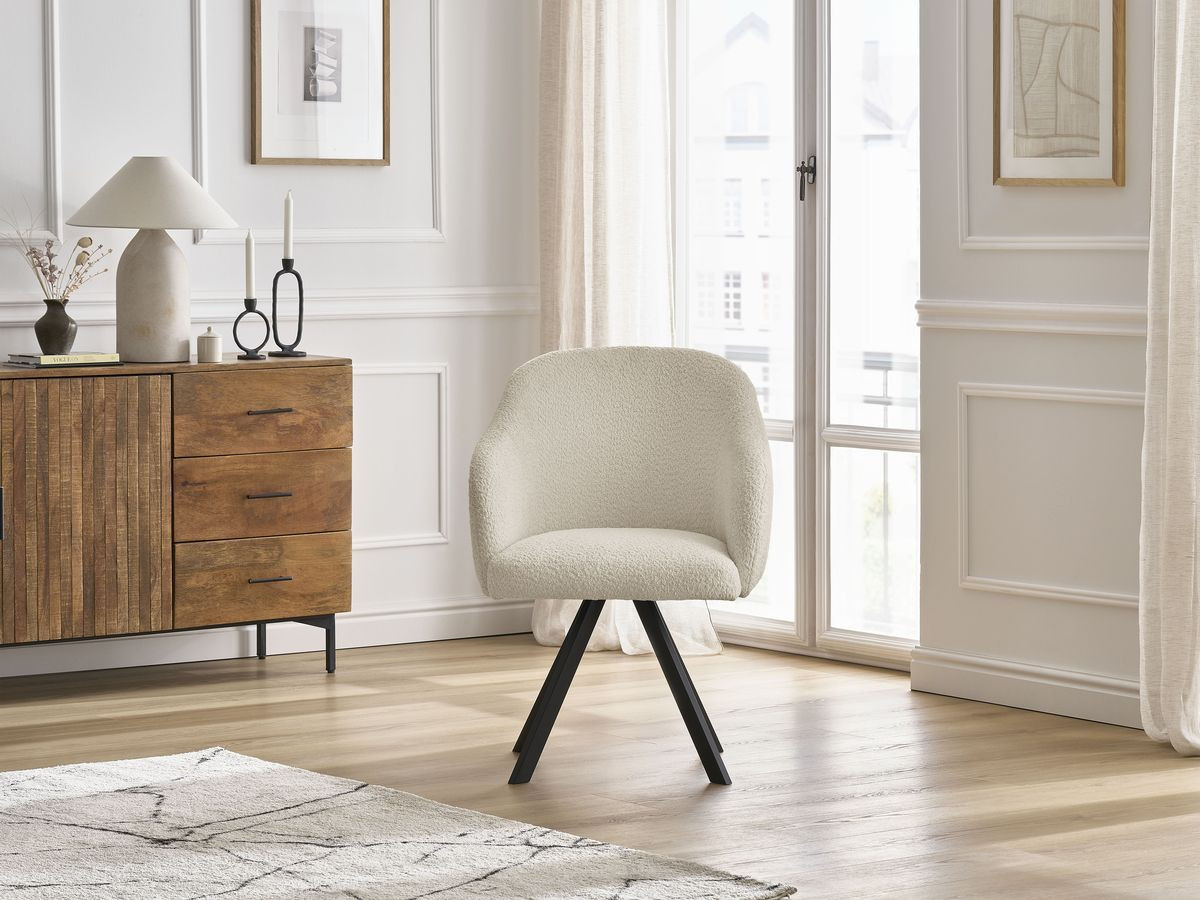 Chaise SOPHIE tissu bouclette et pieds étoile