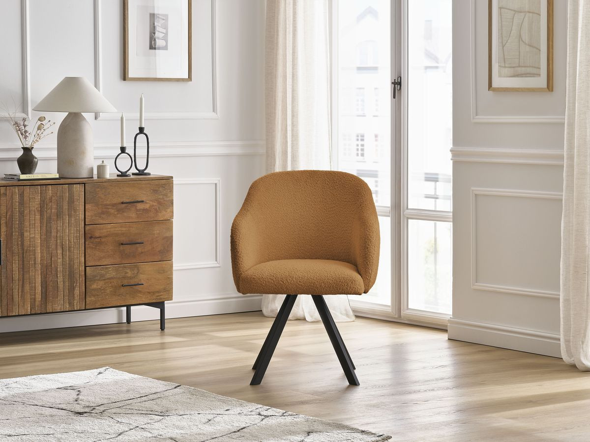 Chaise SOPHIE tissu bouclette et pieds étoile
