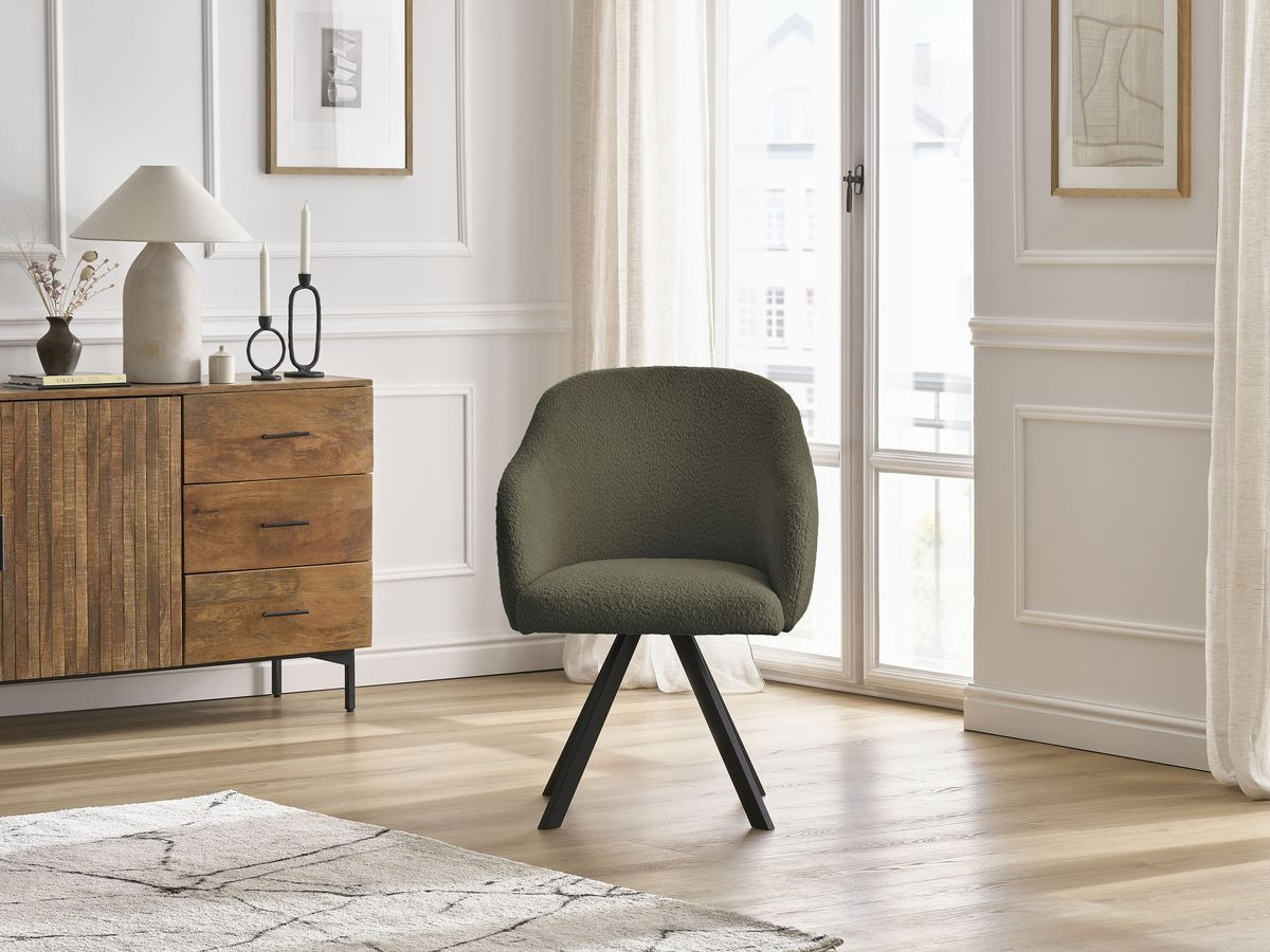 Chaise SOPHIE tissu bouclette et pieds étoile