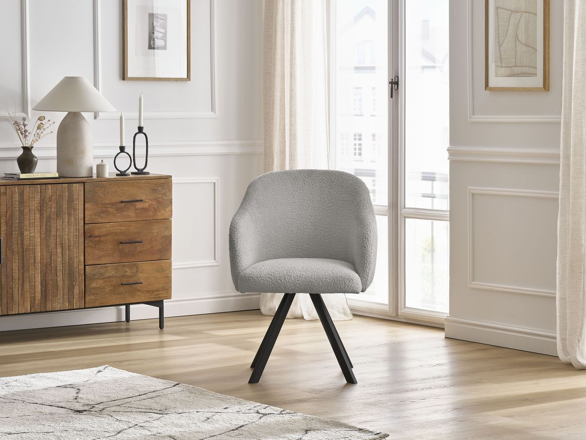 Chaise SOPHIE tissu bouclette et pieds étoile