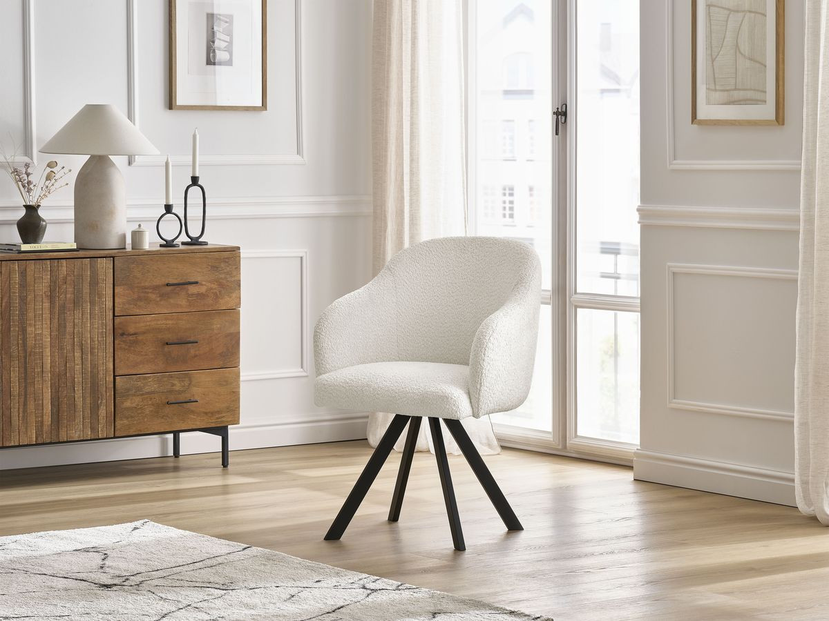 Chaise SOPHIE tissu bouclette et pieds étoile