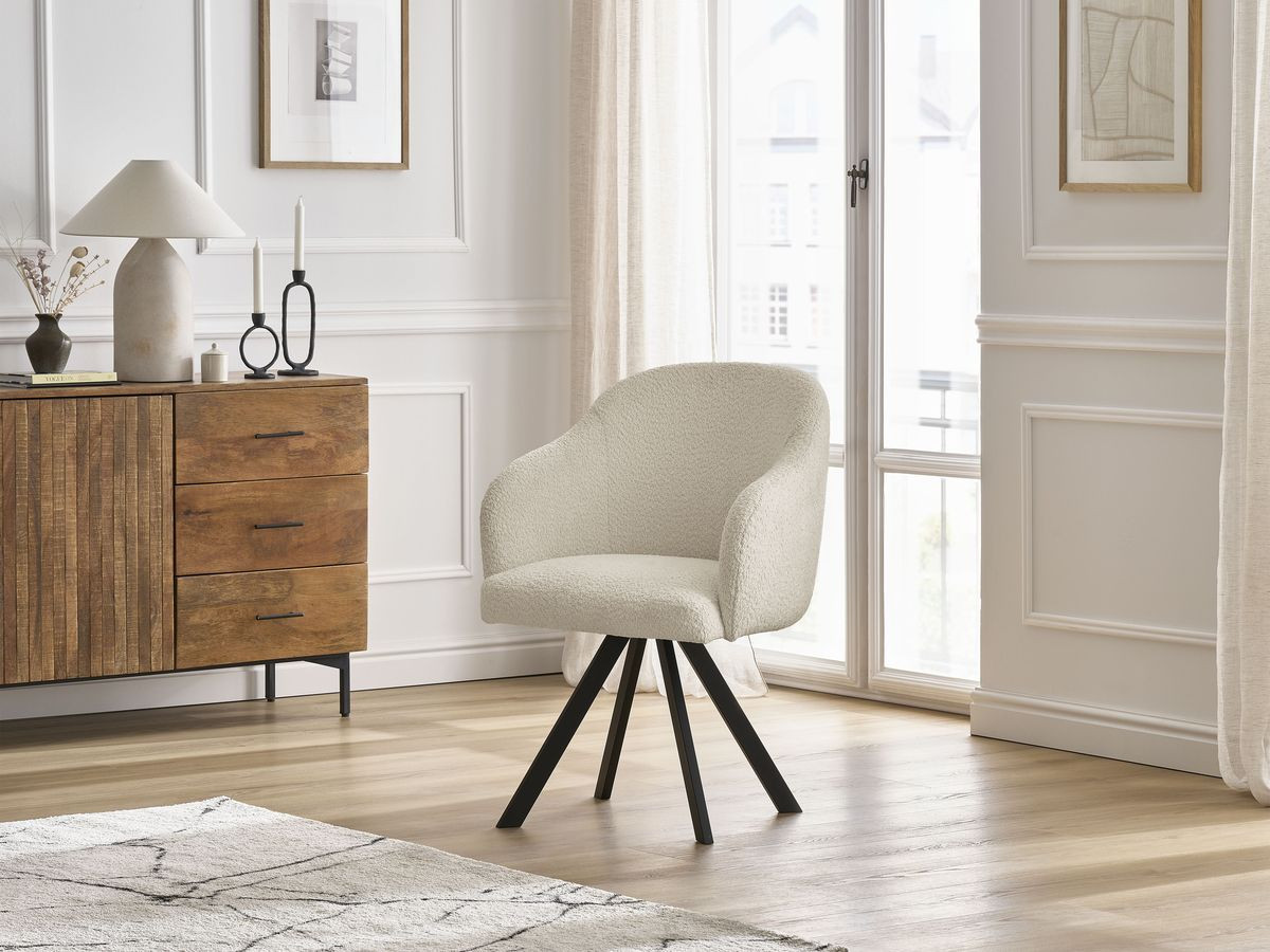 Chaise SOPHIE tissu bouclette et pieds étoile