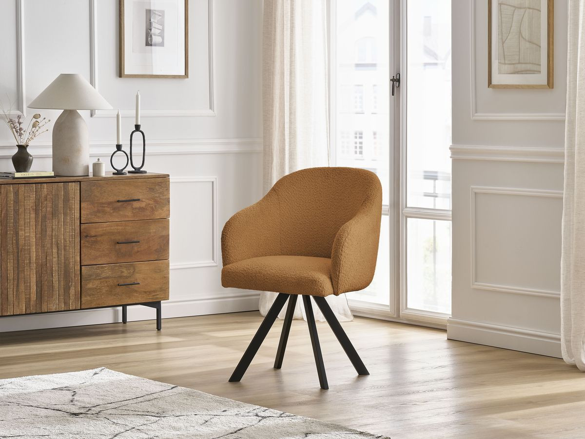 Chaise SOPHIE tissu bouclette et pieds étoile
