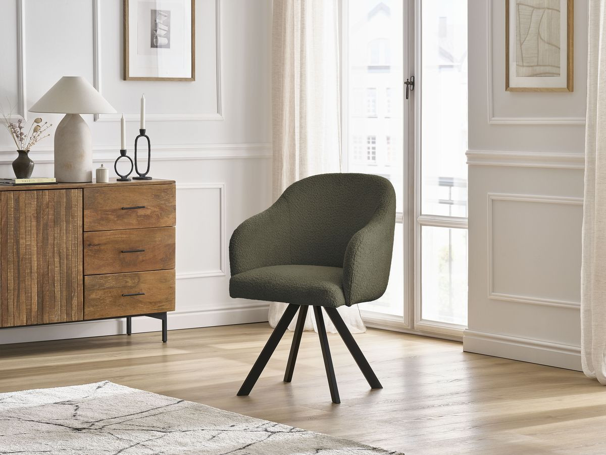 Chaise SOPHIE tissu bouclette et pieds étoile