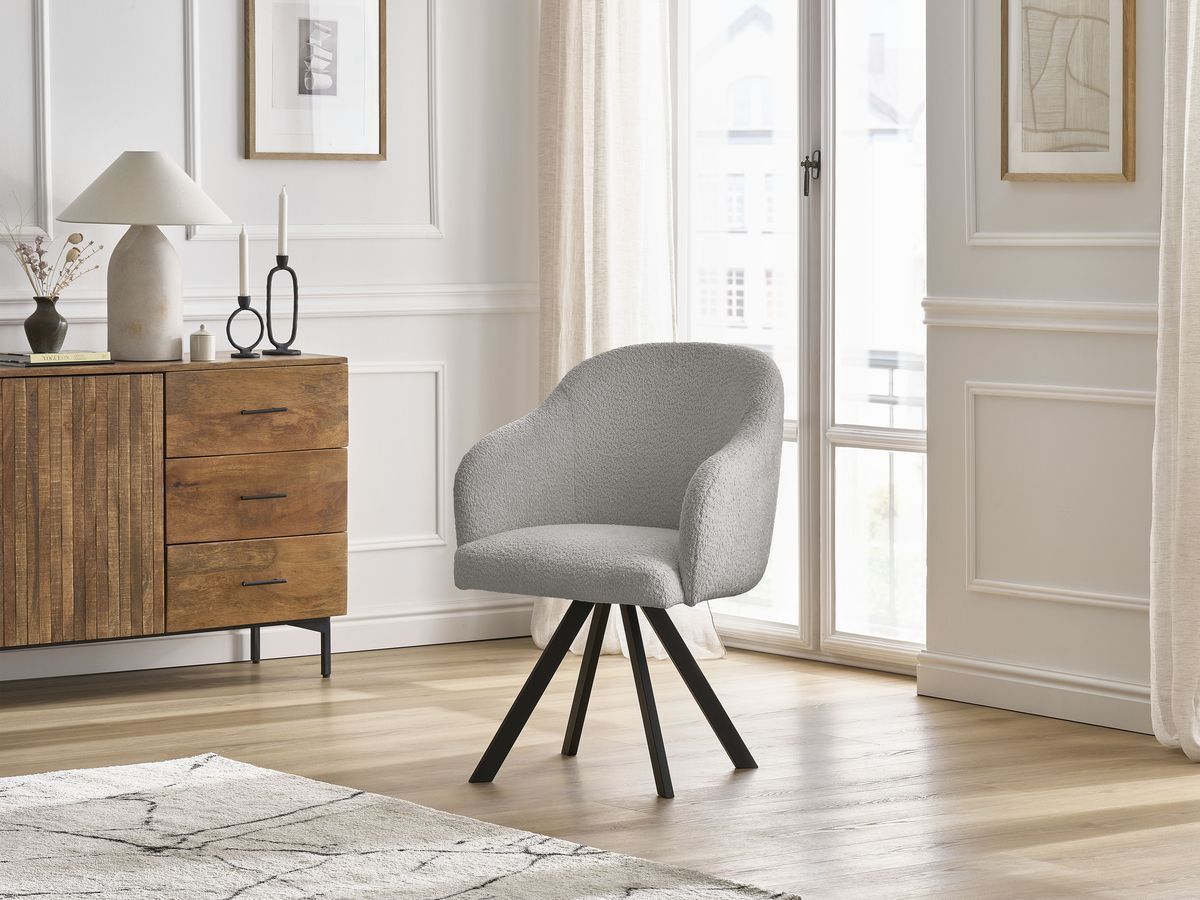 Chaise SOPHIE tissu bouclette et pieds étoile