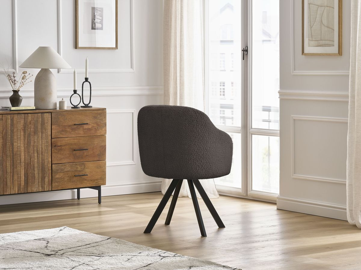 Chaise SOPHIE tissu bouclette et pieds étoile