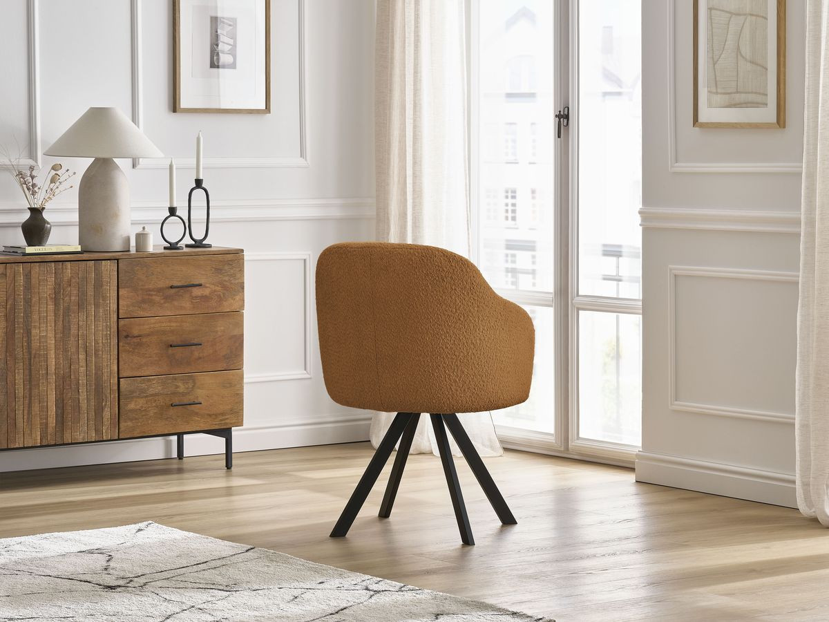 Chaise SOPHIE tissu bouclette et pieds étoile