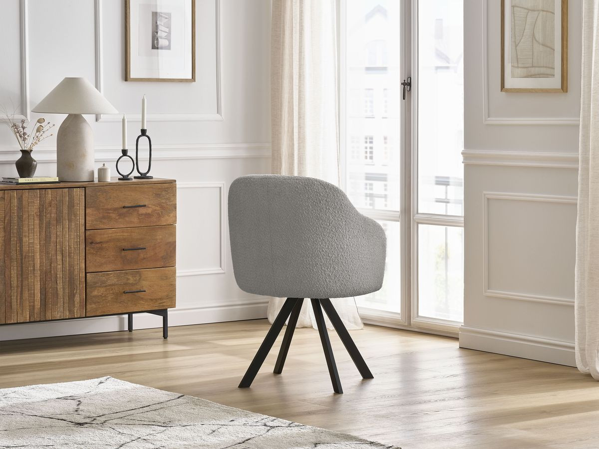Chaise SOPHIE tissu bouclette et pieds étoile