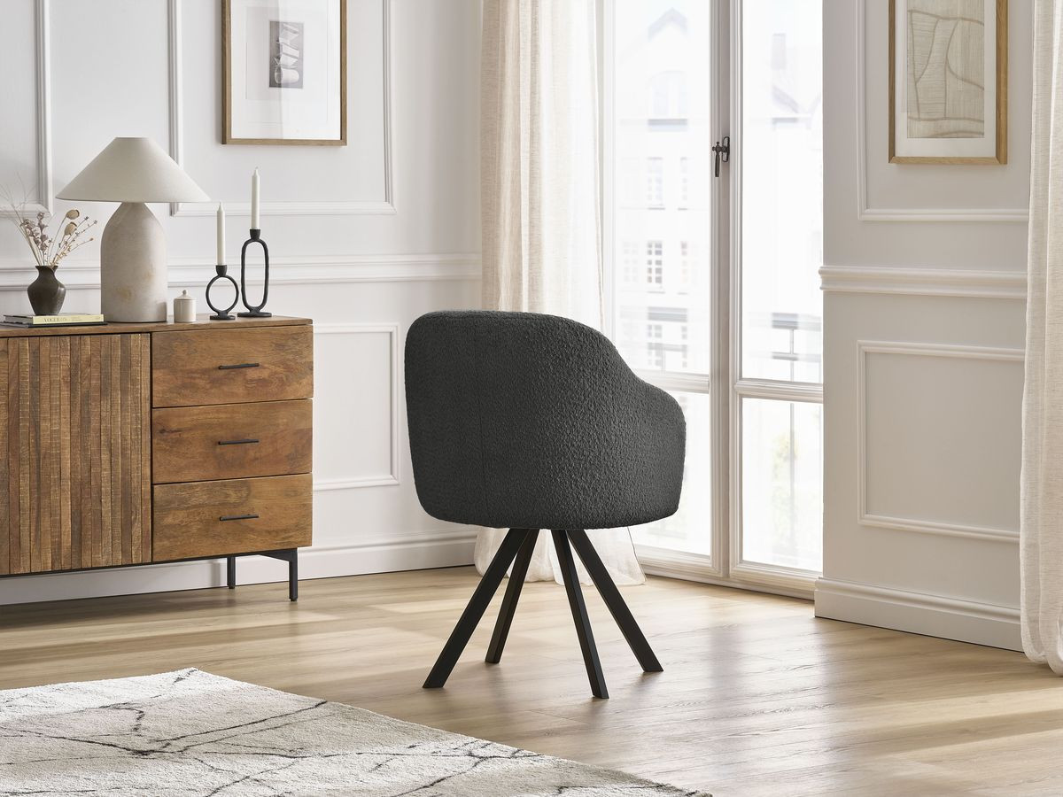 Chaise SOPHIE tissu bouclette et pieds étoile