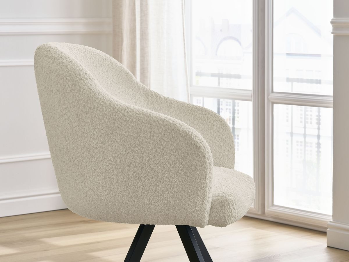 Chaise SOPHIE tissu bouclette et pieds étoile