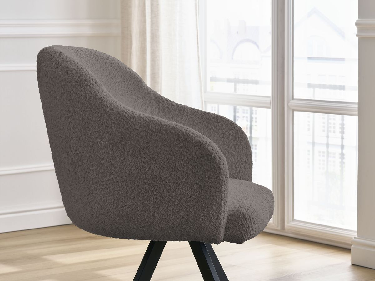 Chaise SOPHIE tissu bouclette et pieds étoile