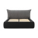 Lit coffre JADE avec tête de lit effet oreiller tissu chenille