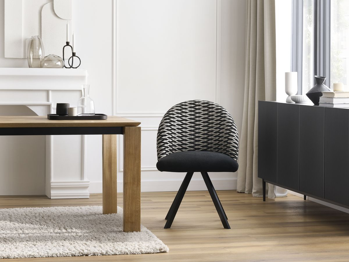 Lot de 2 chaises LALIE tissu chenille avec pieds étoile