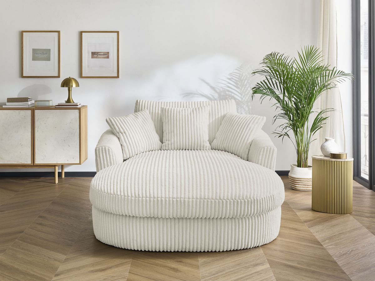 Méridienne BELEM gros côtelé doux beige — vue 5