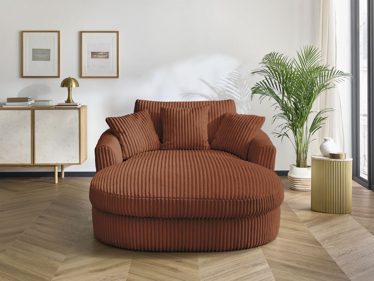 Méridienne BELEM gros côtelé doux orange — vue 5