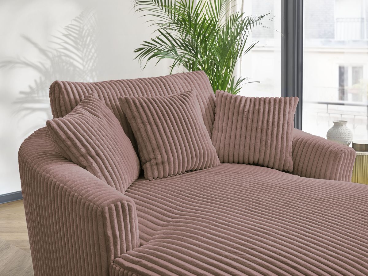 Canapé d'angle fixe EVEREST tissu chiné - Orange - Angle droit - 10 coussins