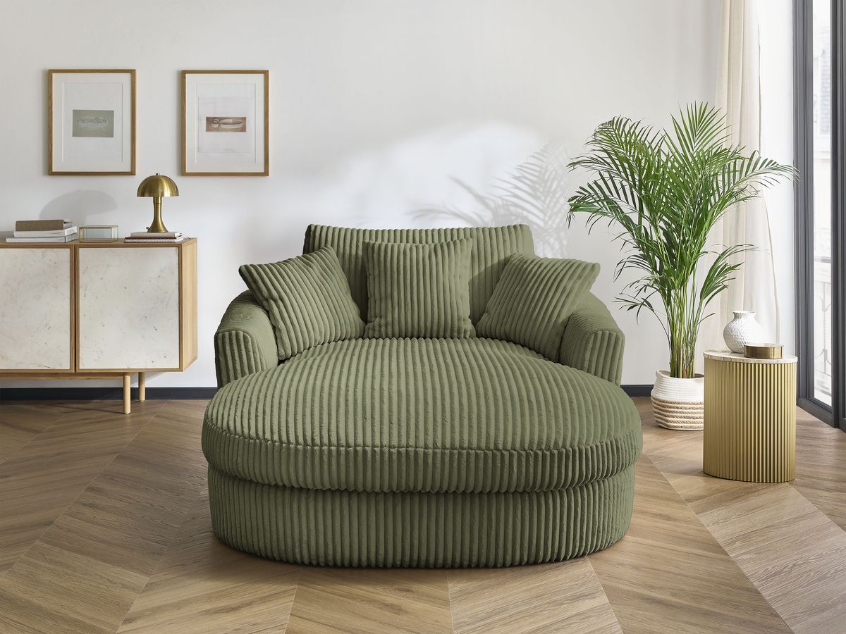 Méridienne BELEM gros côtelé doux vert — vue 5