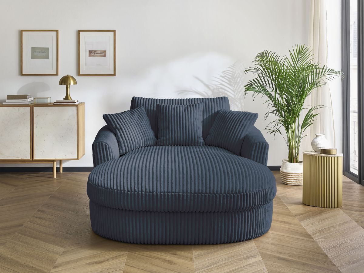 Méridienne BELEM gros côtelé doux bleu foncé — vue 5