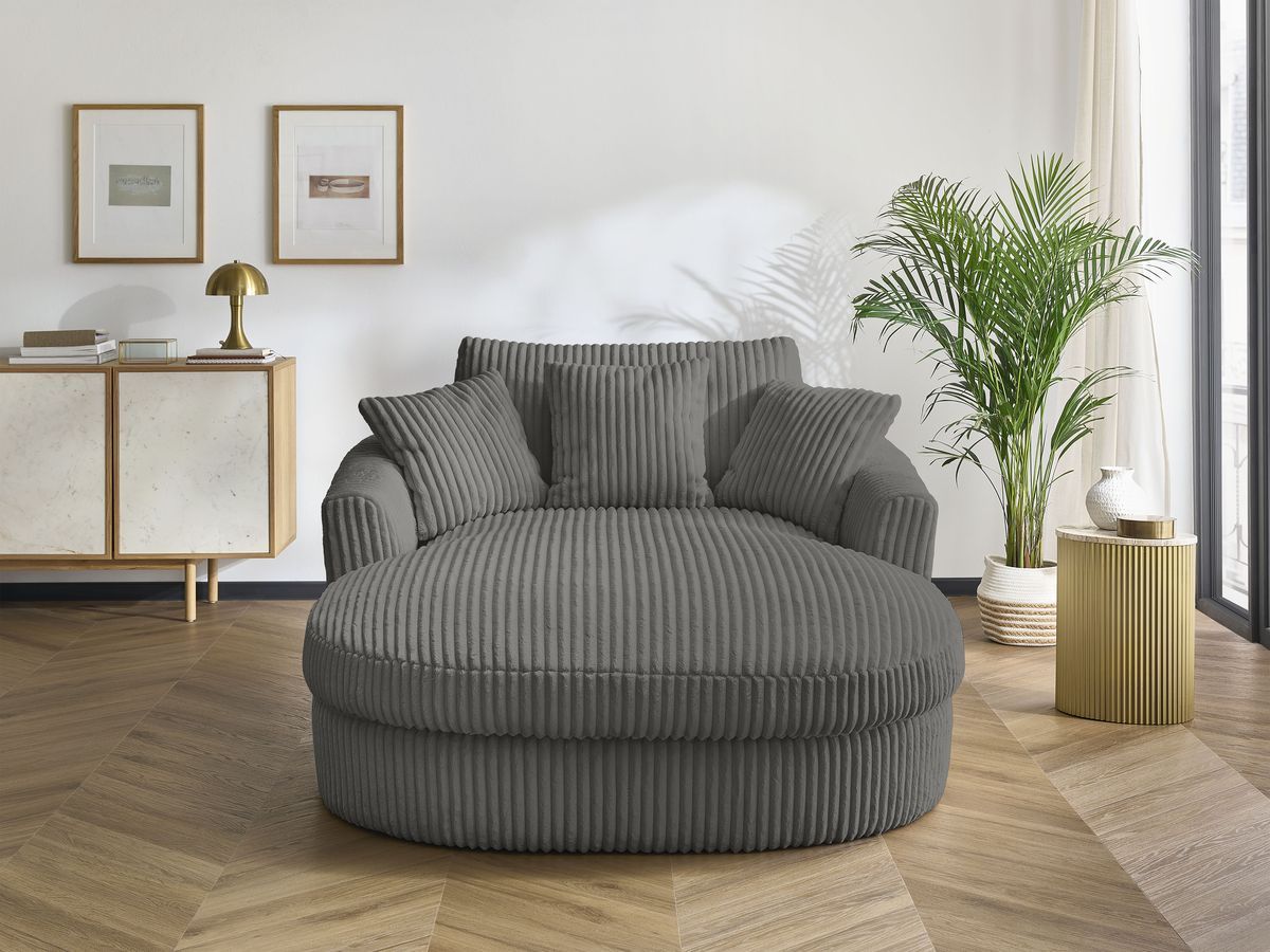 Méridienne BELEM gros côtelé doux gris foncé — vue 5