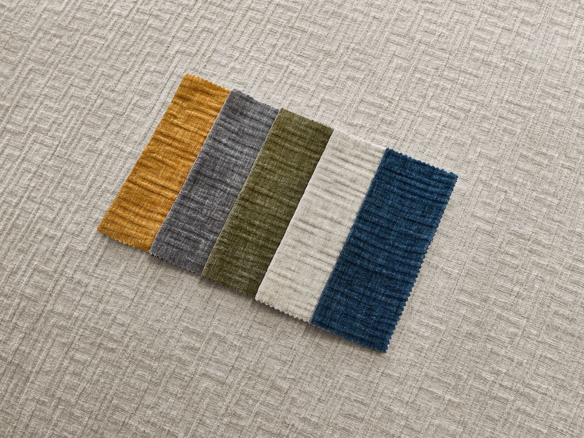 Canapé d'angle fixe EVEREST tissu chiné - Orange - Angle droit - 10 coussins