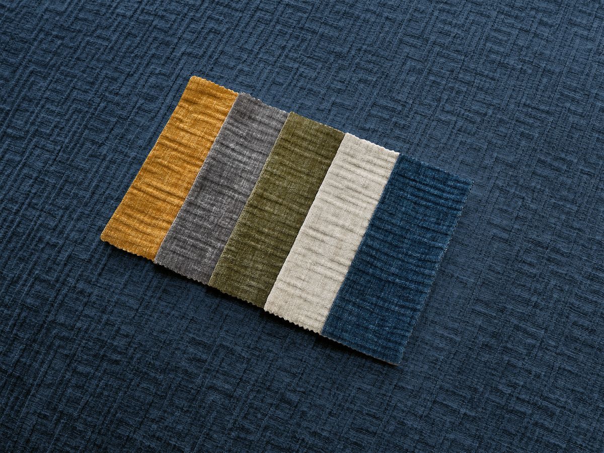 Canapé d'angle fixe EVEREST tissu chiné - Orange - Angle droit - 10 coussins