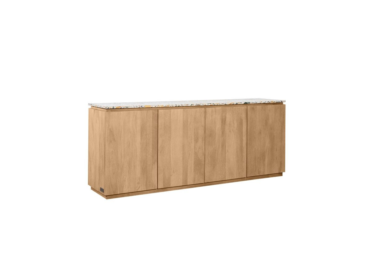 BARBARA 4-deurs dressoir 200 cm massief mangohout en terrazzo