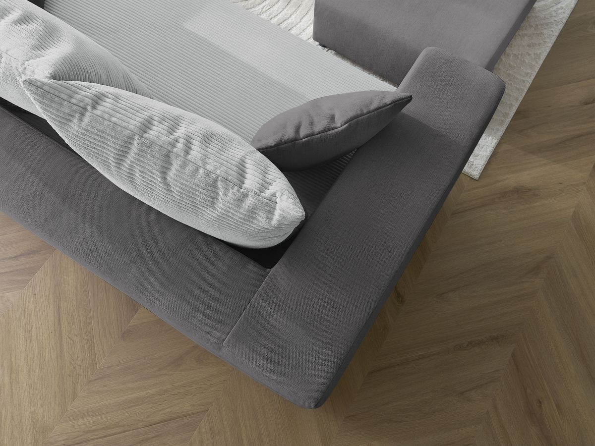 Canapé d'angle fixe EVEREST tissu chiné - Orange - Angle droit - 10 coussins