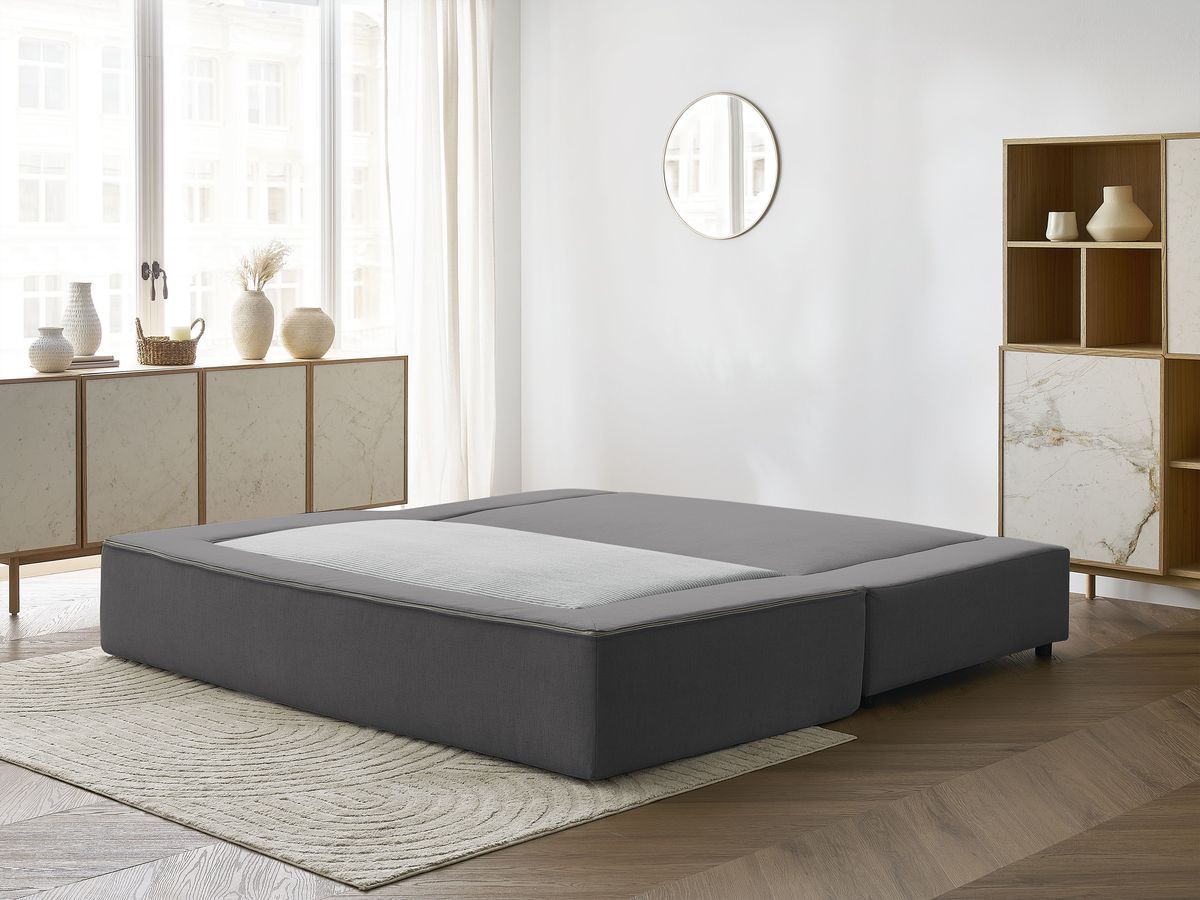Canapé d'angle fixe EVEREST tissu chiné - Orange - Angle droit - 10 coussins