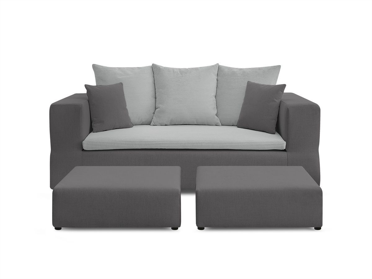 Canapé d'angle fixe EVEREST tissu chiné - Orange - Angle droit - 10 coussins