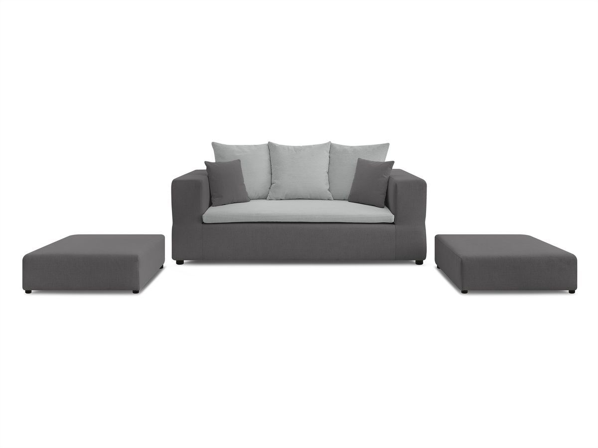 Canapé d'angle fixe EVEREST tissu chiné - Orange - Angle droit - 10 coussins