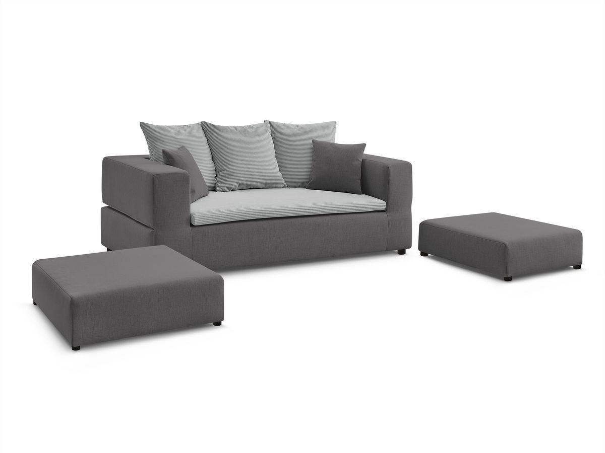 Canapé d'angle fixe EVEREST tissu chiné - Orange - Angle droit - 10 coussins