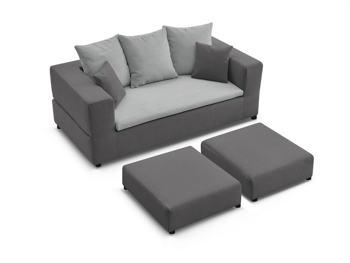 Canapé d'angle fixe EVEREST tissu chiné - Orange - Angle droit - 10 coussins