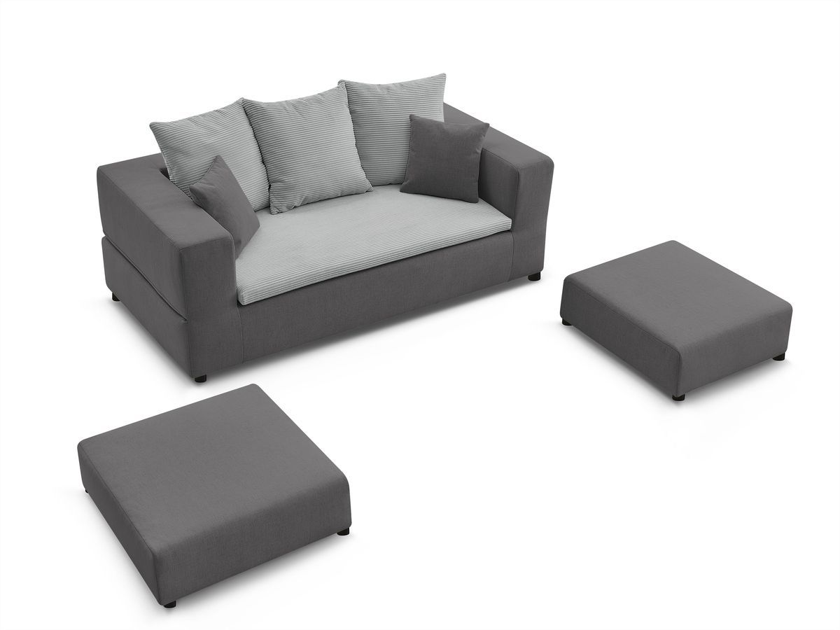 Canapé d'angle fixe EVEREST tissu chiné - Orange - Angle droit - 10 coussins