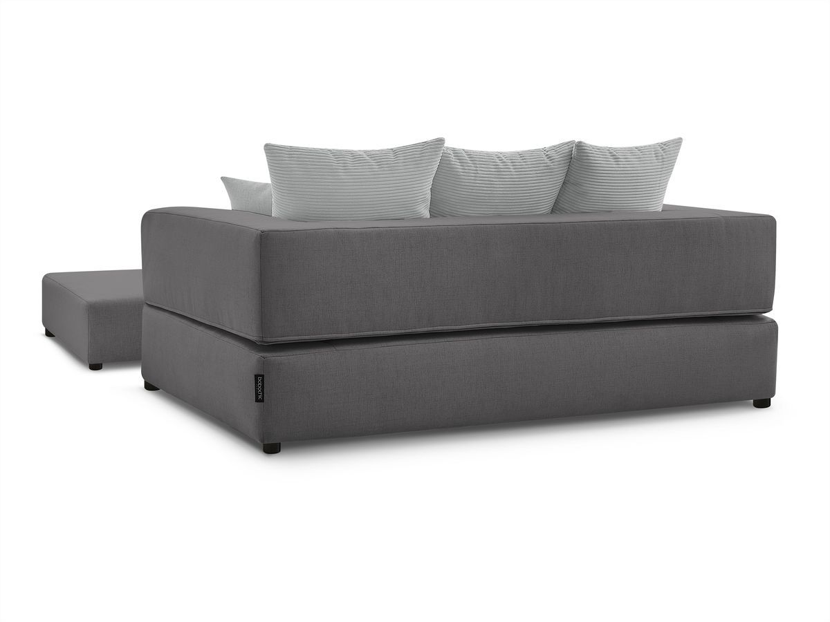 Canapé d'angle fixe EVEREST tissu chiné - Orange - Angle droit - 10 coussins
