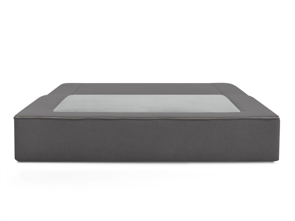 Canapé d'angle fixe EVEREST tissu chiné - Orange - Angle droit - 10 coussins