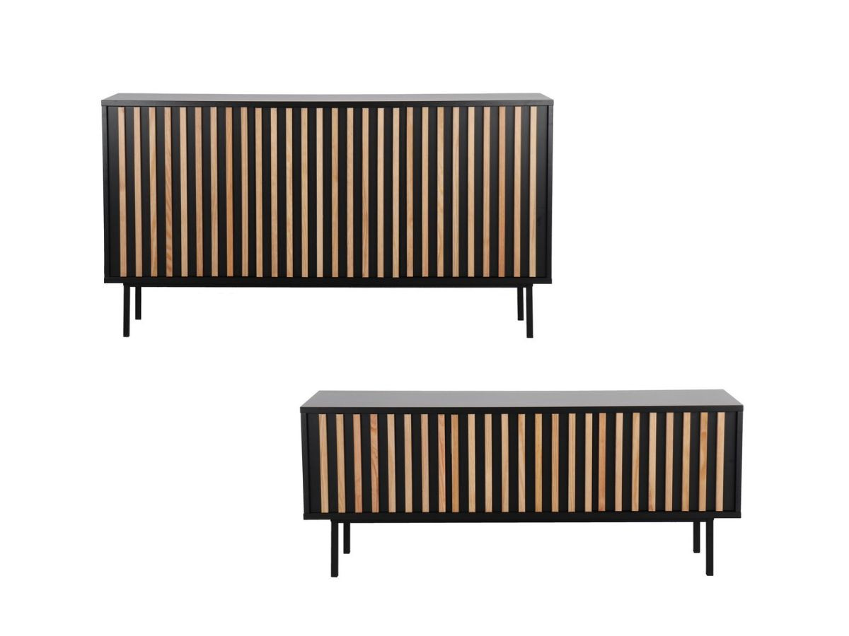 CORNEILLE set met 150 cm dressoir + 134 cm tv-meubel, massief grenen latten